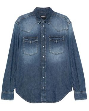 Dondup Faded-Effect Western-Yoke Shirt - Blue