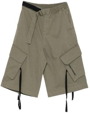 Isabel Benenato Belted Cargo Shorts - Green