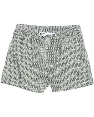 Fedeli Patterned Drawstring Swim Shorts - Grey