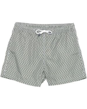 Fedeli Patterned Drawstring Swim Shorts - Gray
