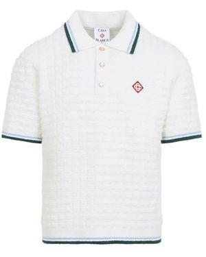 CASABLANCA Textured-Knit Polo Shirt - White