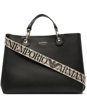Emporio Armani Logo-Print Tote Bag - Black