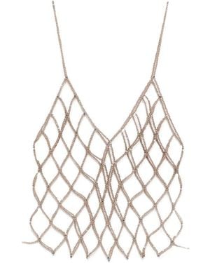 Panicale Bead-Embellished Sleeveless Top - Metallic