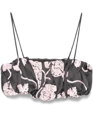 ROTATE BIRGER CHRISTENSEN Balloon Crop Top - Brown