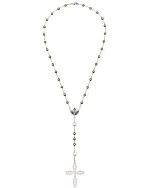 DARKAI Beaded Embellished-Cross Necklace - Metallic