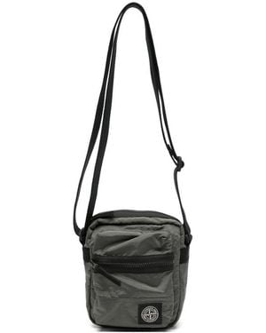 Stone Island Logo-Patch Messenger Bag - Black