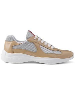 Prada America's Cup Panelled Trainers - Natural