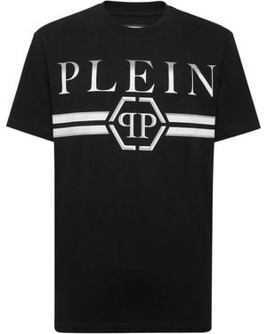 Tシャツ・カットソー PHILIPP PLEIN T-SHIRT WITH LOGO (SADCMTK6787_PJY002N01) Philipp Plein logo-print Cotton T-shirt | Black | FARFETCH