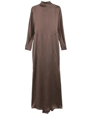 Max Mara Satin High-Neck Maxi Dress - Brown