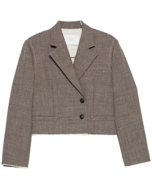 Tela Cropped Double-Breasted Jacket - Gray