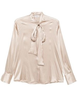 Mazzarelli Pussy-Bow Satin Blouse - Natural