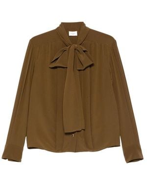 Saint Laurent Lavallière Silk Blouse - Green