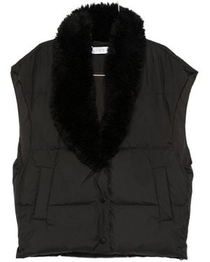 IRO Quilted Faux-Fur Collar Vest - Black