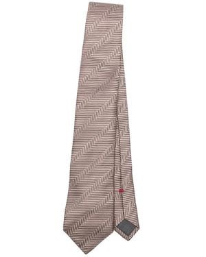 Brunello Cucinelli Herringbone Silk Tie - Brown