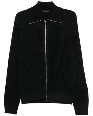 ZANONE-SLOWEAR Ribbed-Knit Zip-Up Cardigan - Black