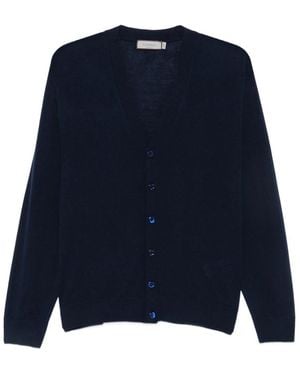 Canali Button-Fastening V-Neck Cardigan - Blue