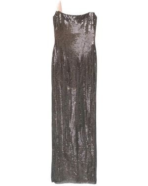 Self-Portrait Embellished Square-Neck Maxi Dress - Brown