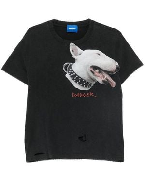 DAGGER Graphic-Print Distressed T-Shirt - Black