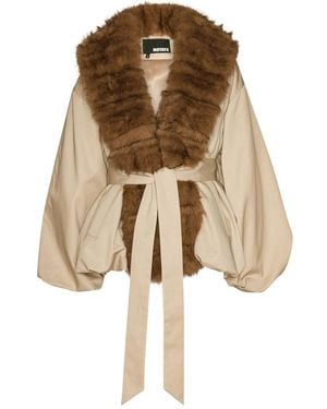 ROTATE BIRGER CHRISTENSEN Trimmed-Collar Belted Jacket - Natural