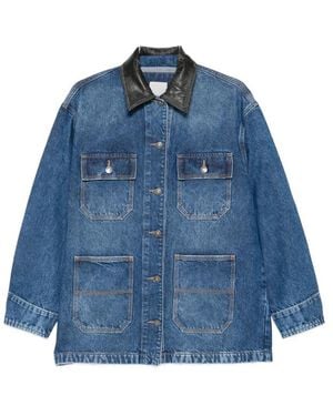 Jonathan Simkhai Leather-Collar Denim Jacket - Blue