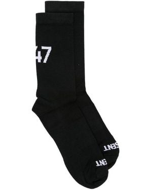 Represent Intarsia-Knit Logo-Print Socks - Black