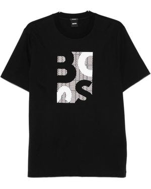 BOSS Logo-Detail Cotton T-Shirt - Black