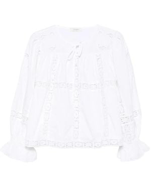 JC Sophie Lace Ruffled Blouse - White