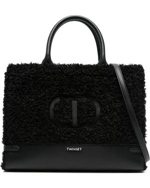 Twinset Logo-Print Tote Bag - Black