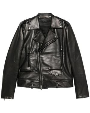 SANTORO Leather Biker Jacket - Black