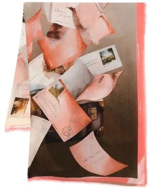 D'Aniello Letter-Print Fringed Scarf - Pink