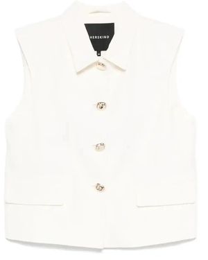 Herskind Dented-Buttons Waistcoat - White