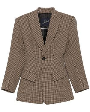 The Seafarer Houndstooth-Pattern Single-Breasted Blazer - Brown