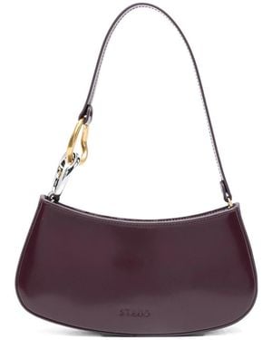 STAUD Ollie Curved-Handle Leather Shoulder Bag - Purple
