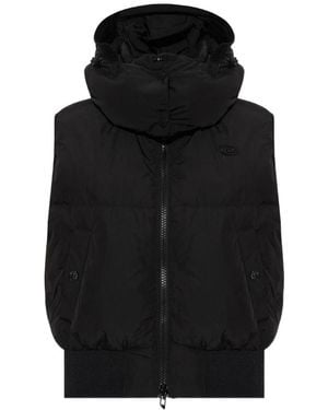 DIESEL Logo Quilted Hooded Gilet - Black