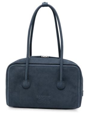 Marge Sherwood Embossed-Logo Nubuck-Leather Tote Bag - Blue