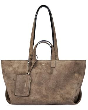 A.P.C. Top Handle Bag With Zip Pocket - Brown