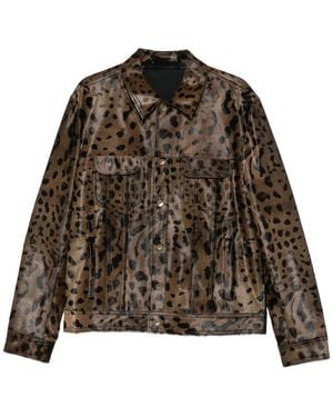 Salvatore Santoro Leopard-Print Shearling Jacket - Brown