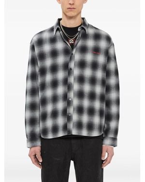 44 Label Group Check-Print Shirt - Grey