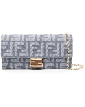 Fendi Baguette Continental Clutch Bag - Grey