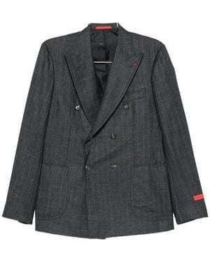 Isaia Pinstriped Double-Breasted Suit - Gray