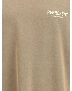 Represent Crew Neck Logo Detail T-Shirt - Natural