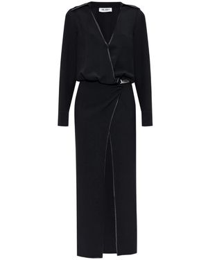 The Attico Wrap-Front Split Dress - Black
