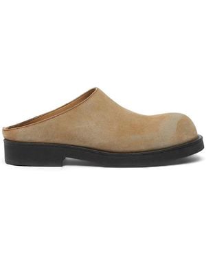 MM6 by Maison Margiela Biker Washed Suede Mules - Brown