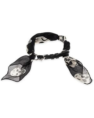 McQueen Skull Scarf Double Wrap Bracelet - Black