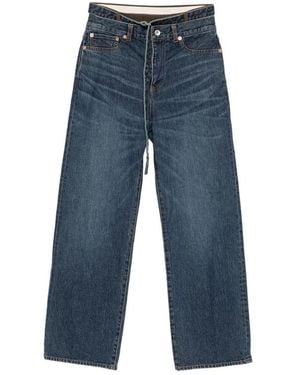 Sacai Belted Layered-Waist Jeans - Blue