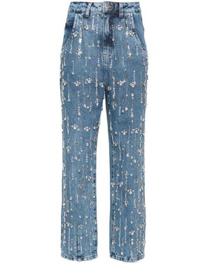 PATBO The Rhinestone Straight-Leg Jeans - Blue