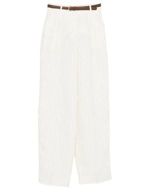Max Mara Fonte Striped Belt Trousers - White