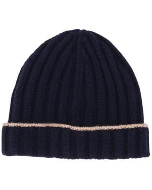 Brunello Cucinelli Ribbed-Knit Cashmere Beanie Hat - Blue