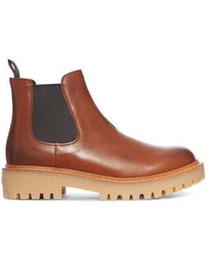 Prada Elastic-Panel Leather Chelsea Boots - Brown