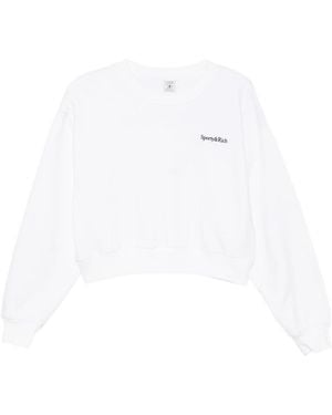 Sporty & Rich Elza Logo-Embroidered Cropped Sweatshirt - White